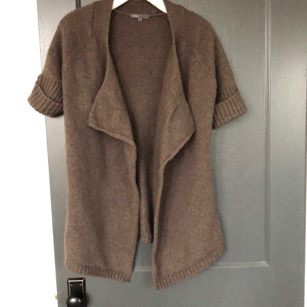 Brown wool sweater open front Sz M